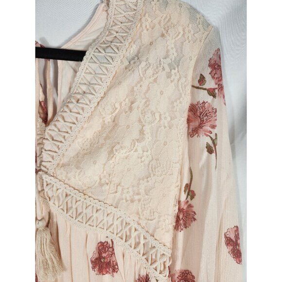 Alter'd State Womens Dress Delicate Floral Peach Boho Fairycore Y2K US/S - Picture 9 of 10